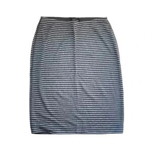 Eileen Fisher Gray Striped Pencil Skirt Size Small Stretch Knit Soft Office
